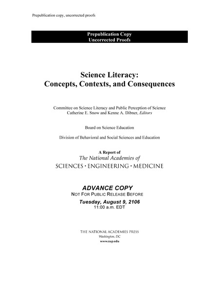 Science Literacy: Concepts, Contexts, and Consequences