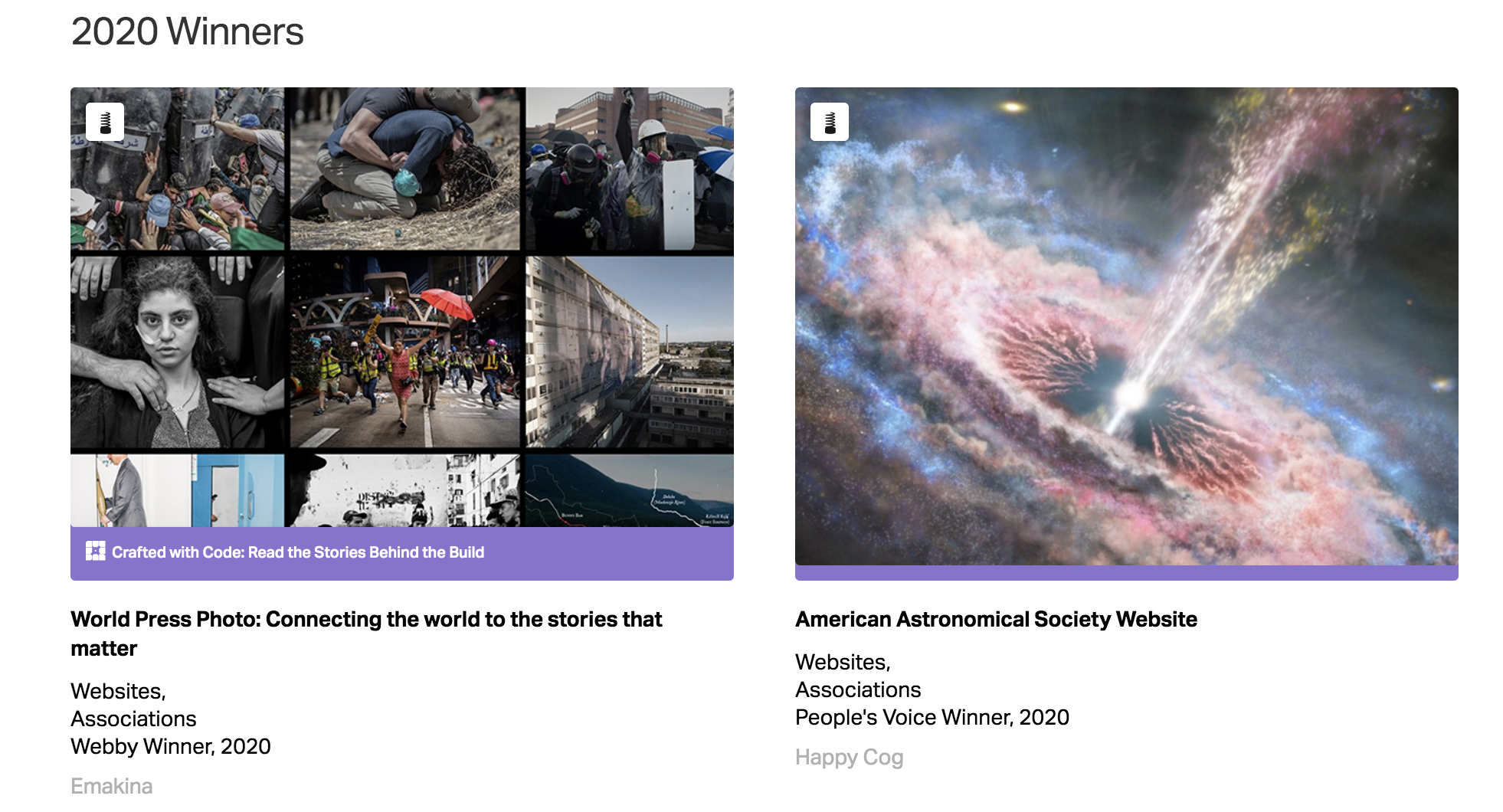 AAS website wins the Webby People's Voice Awards 2020