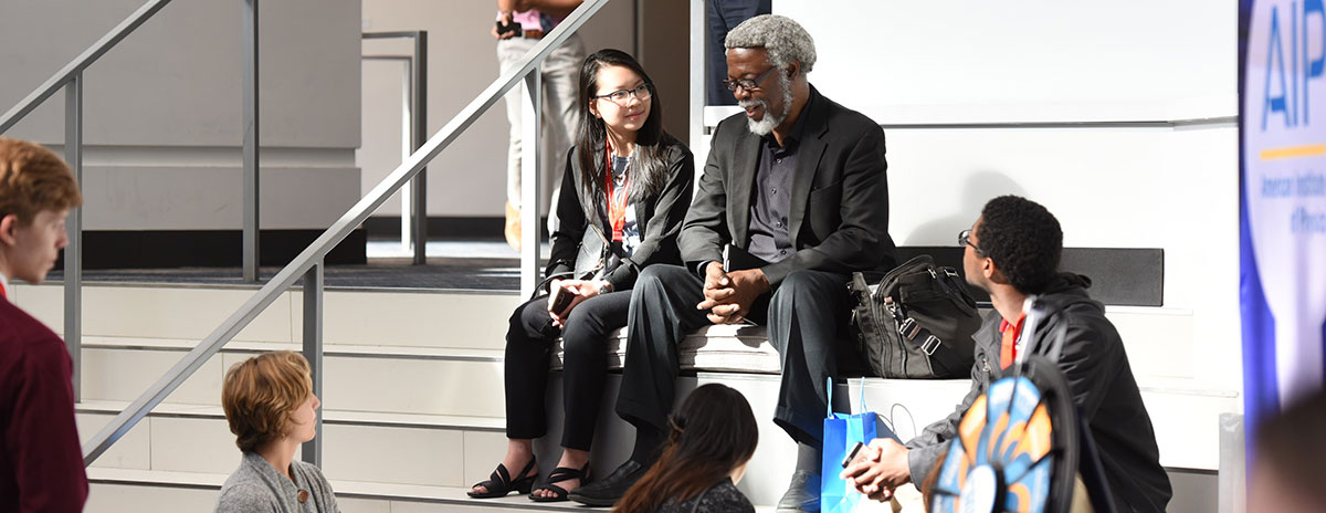 AIP: Jim Gates with students at a past Physics Congress