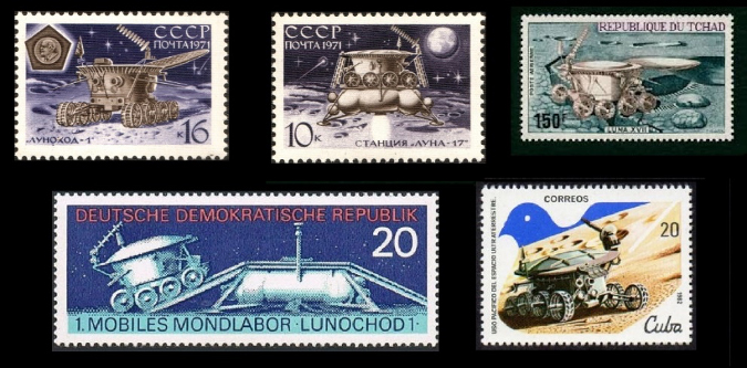 Postage stamps issued to commemorate the Luna 17 Lunokhod mission