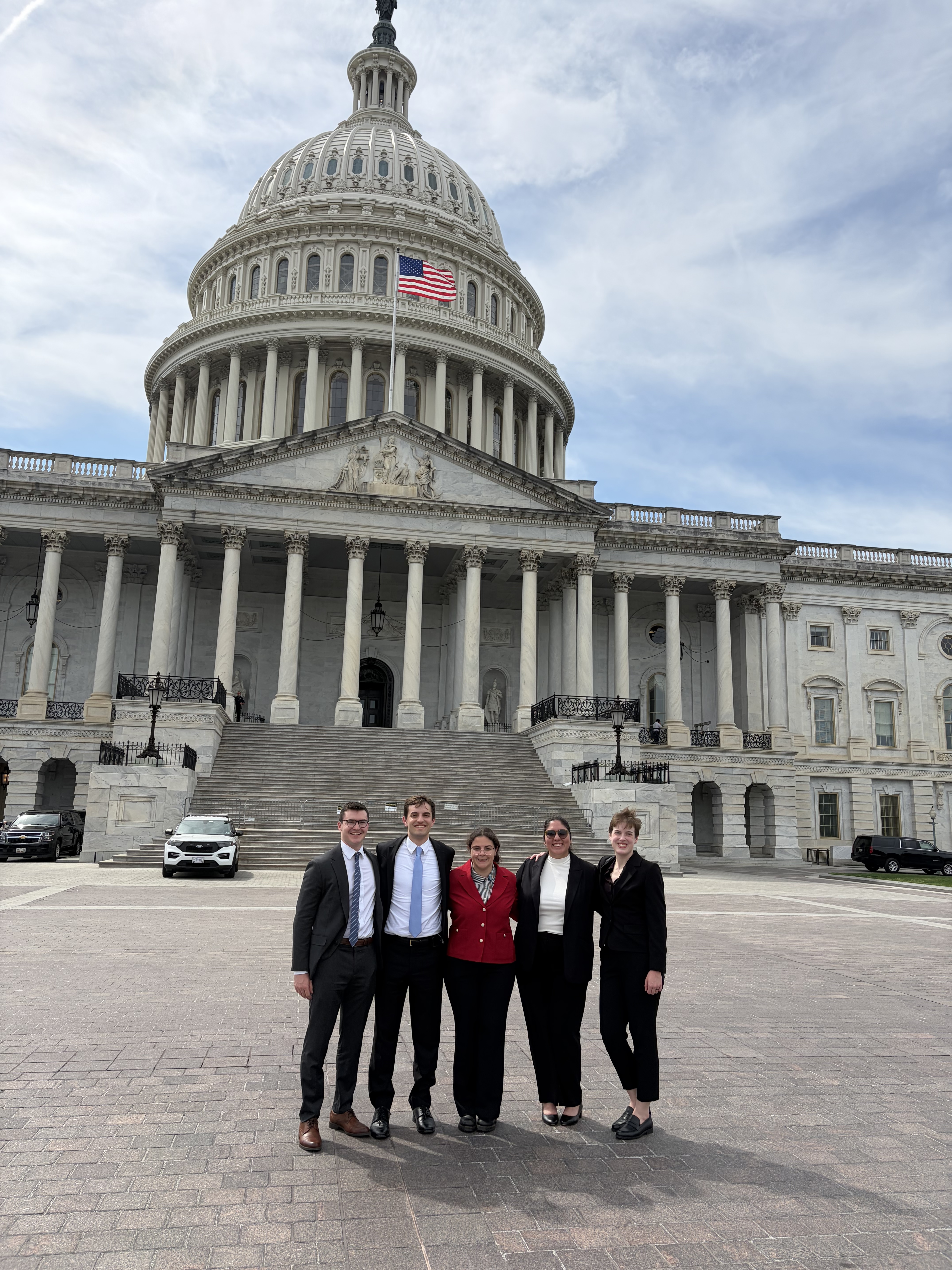 AAS members on Capitol Hill (April 15th 2026) after a successful CVD. Left to right: Colin Hamill, Joey Fogt, Amanda Wasserman, Samantha Garza, and Margaret Ridder.
