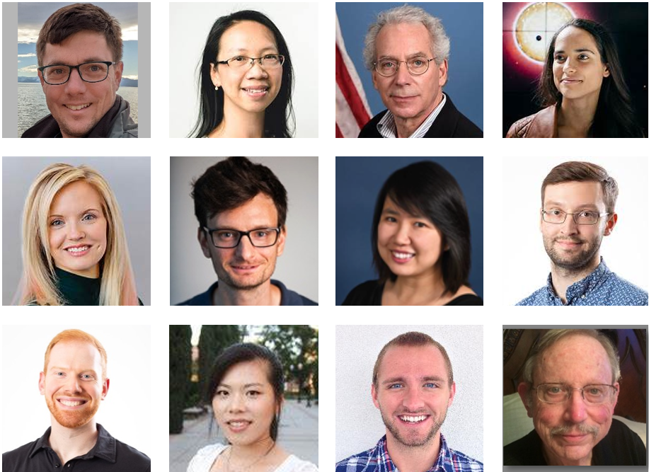 The 2024–2025 AAS Shapley Lecturers. Top row: Joe Masiero (Caltech); Quyen Hart (Space Telescope Science Institute); Dave Leisawitz (NASA Goddard); Natasha Batalha (NASA Ames). Middle row: Kim Arcand (Center for Astrophysics | Harvard & Smithsonian); Michael Rutkowski (Minnesota State University); Vivian U (University of California, Irvine); Charles Law (University of Virginia). Bottom row: Mike Foley (Harvard); Xinnan Du (Kavli Institute, Stanford); Nathan McGregor (University of California, Santa Cruz); Patrick Miller (Hardin-Simmons).