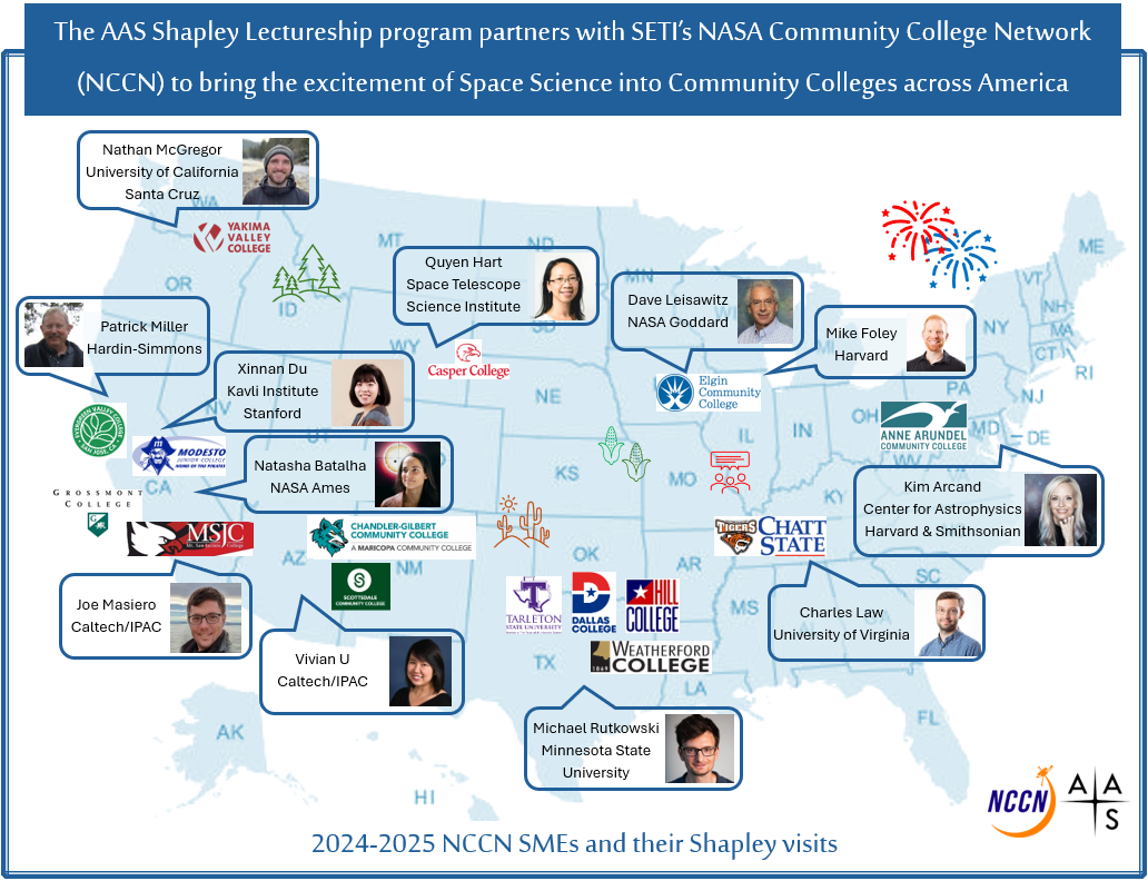 Map of AAS Shapley Lectures in 2024–2025